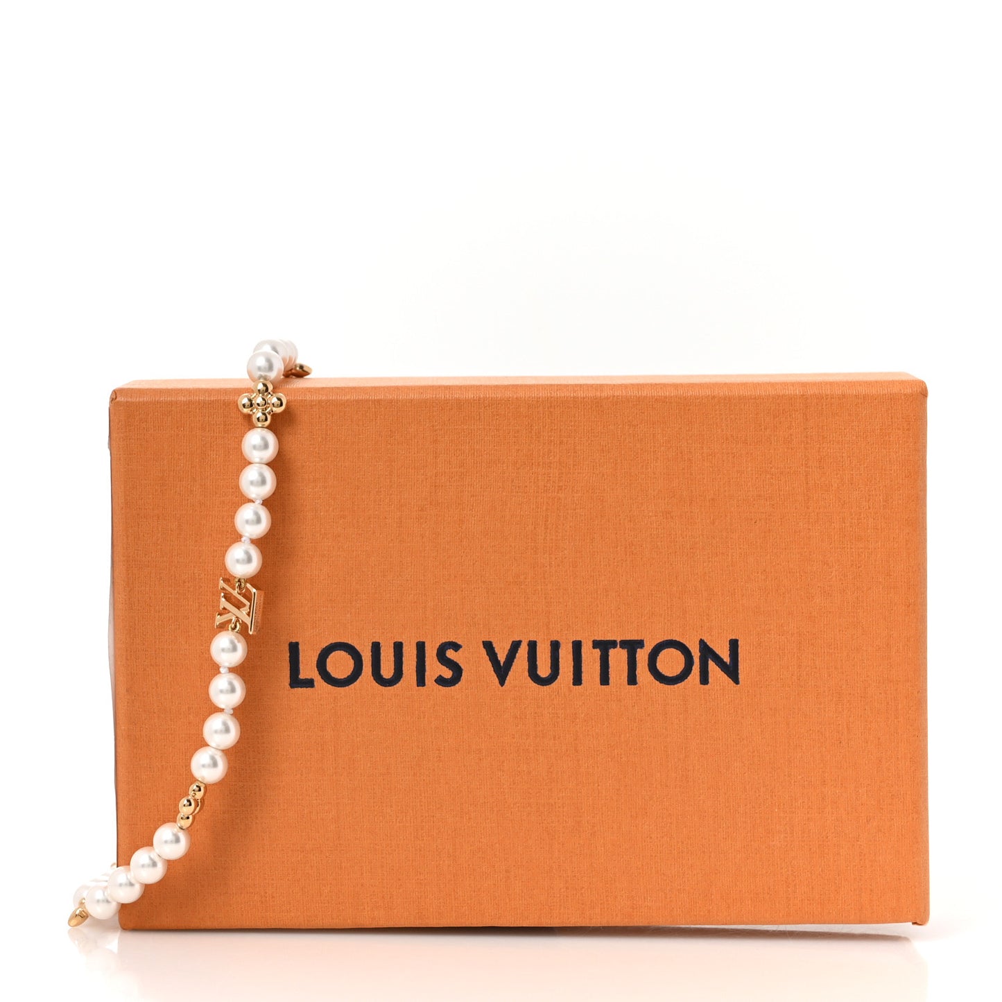 Metal Resin My LV Pearl Necklace White Gold