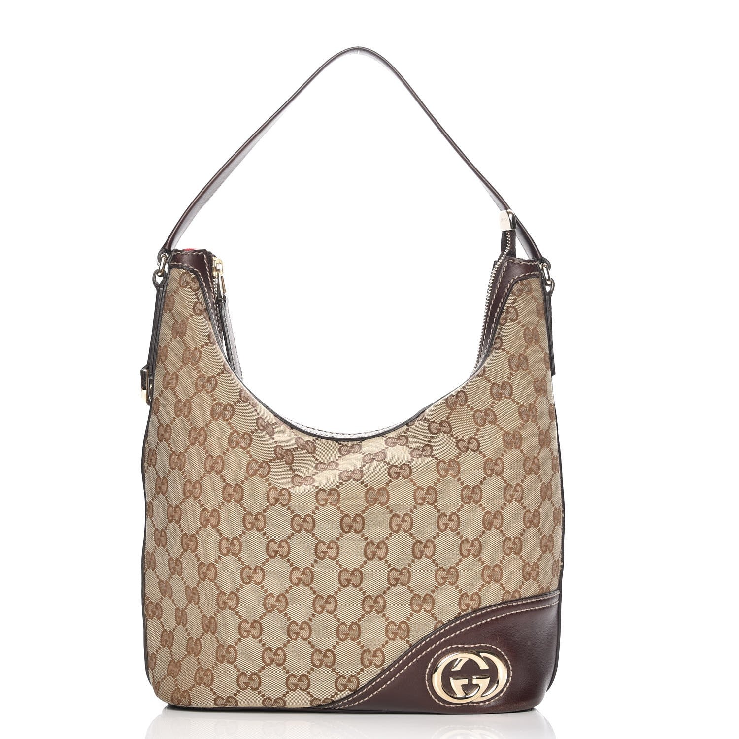 Gucci Monogram Medium Britt Hobo Dark Brown 1 of 10