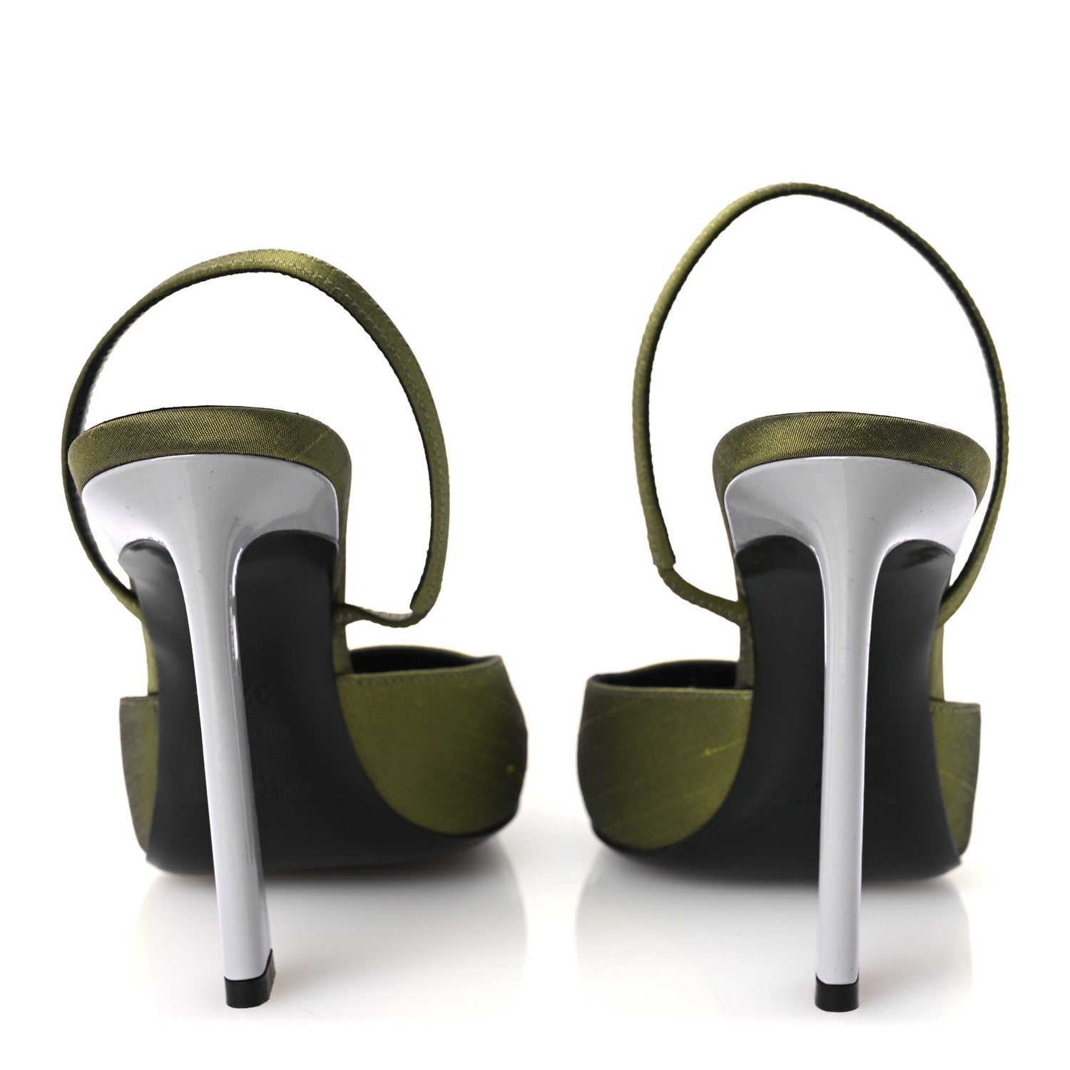 Saint Laurent Crepe De Chine Blade 105 Slingback Pumps 37.5 Lime 6 of 14