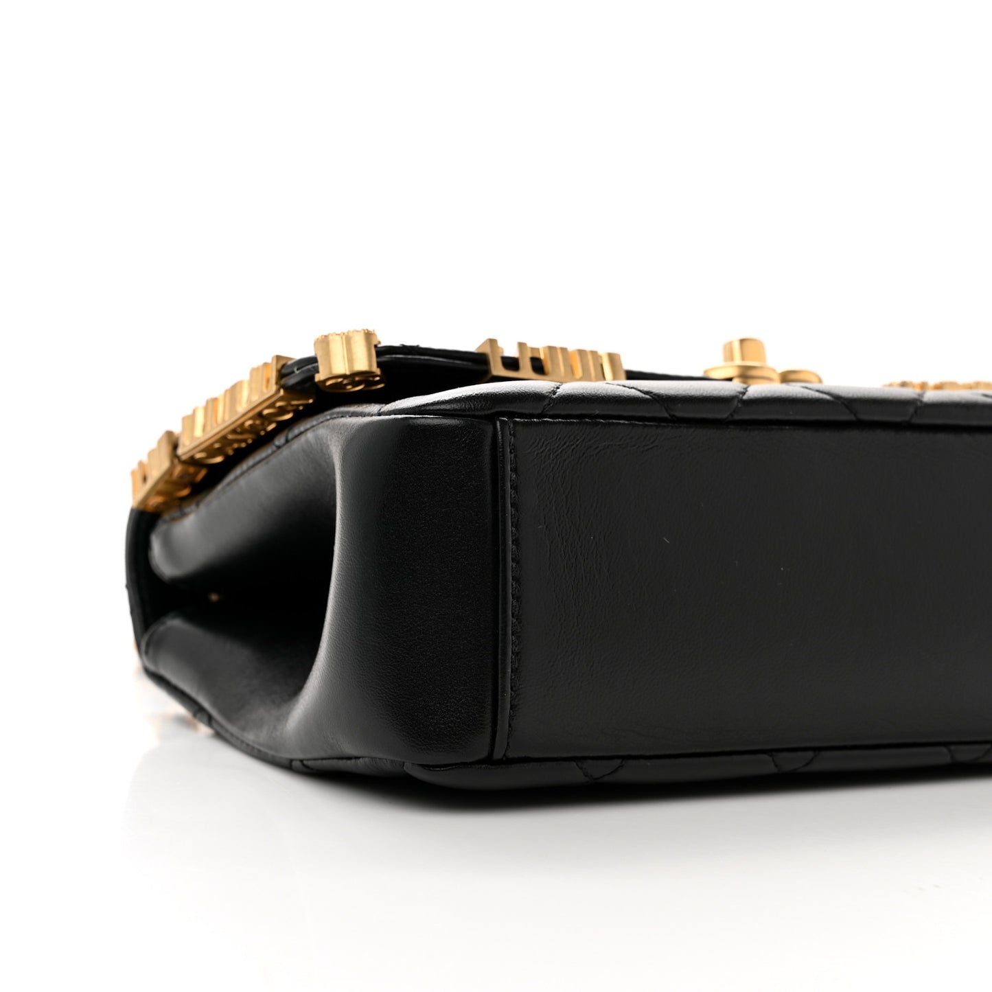 Lambskin Enamel Strass Quilted Mini Paris Monaco Flap Black