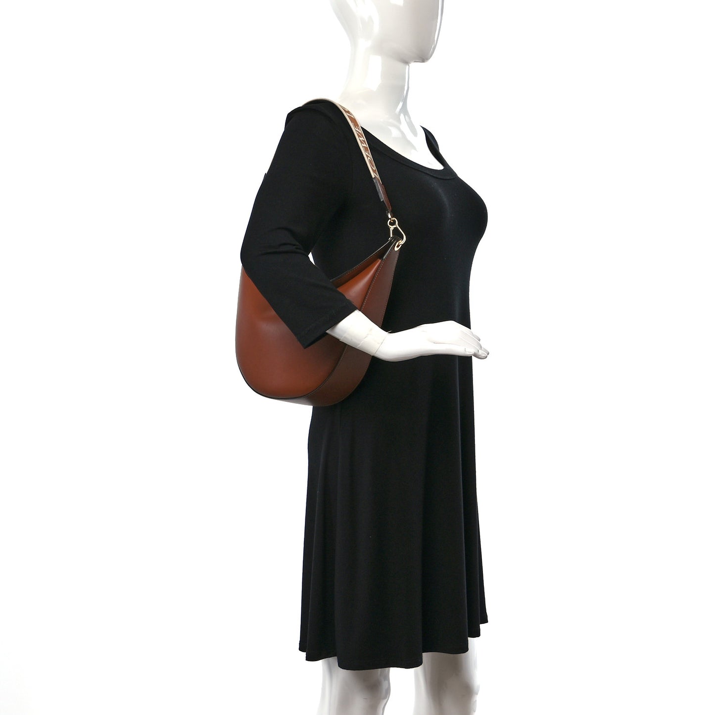 Satin Calfskin Jacquard Luna Bag Pecan