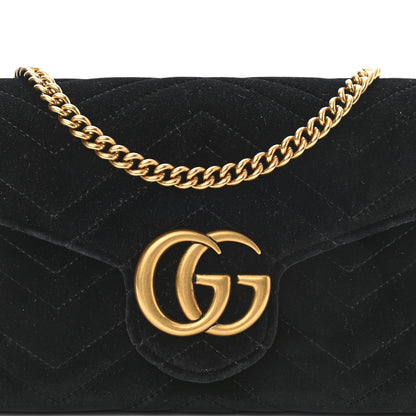 Gucci Velvet Matelasse GG Marmont Chain Wallet Black 8 of 10