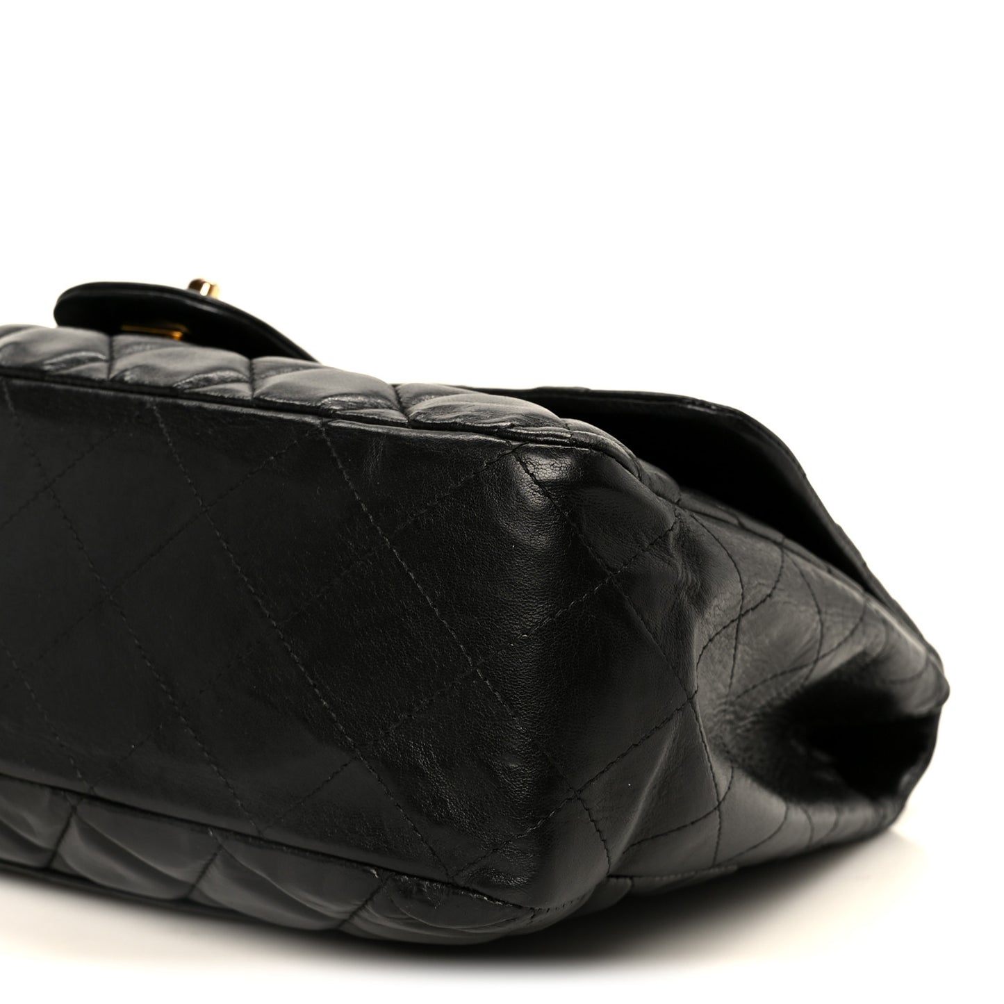 Lambskin Quilted Jumbo Single Flap Black