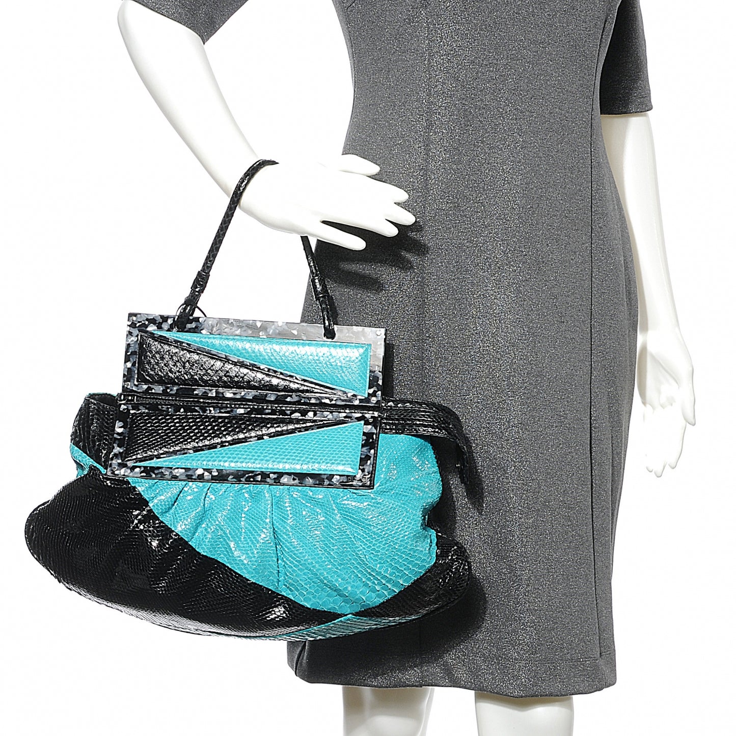 Python To You Convertible Clutch Turquoise