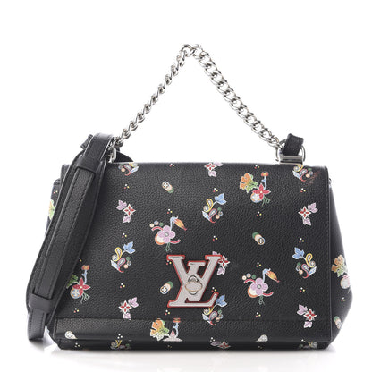 Louis Vuitton Soft Calfskin Lockme II Floral Chain Bag BB Black 1 of 11