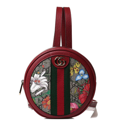 Gucci GG Supreme Monogram Web Flora Mini Ophidia Round Backpack Red 1 of 11