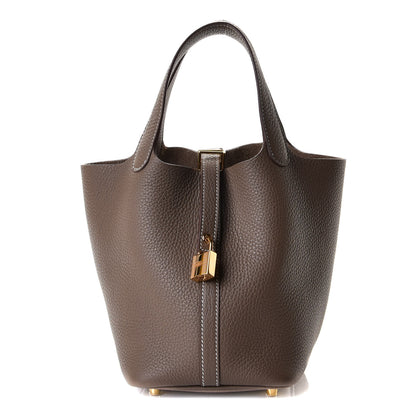 Hermes Taurillon Clemence Picotin Lock 18 PM Etoupe 1 of 4