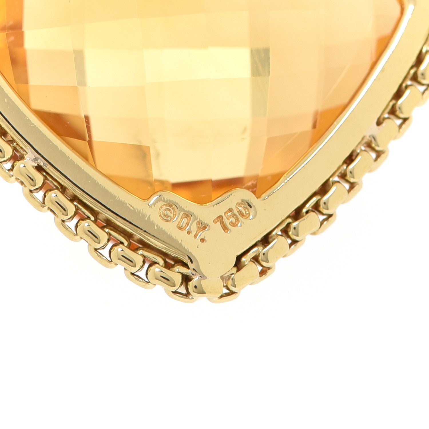 David Yurman 18K Yellow Gold Diamond Citrine Cushion on Point Pendant Necklace 6 of 6