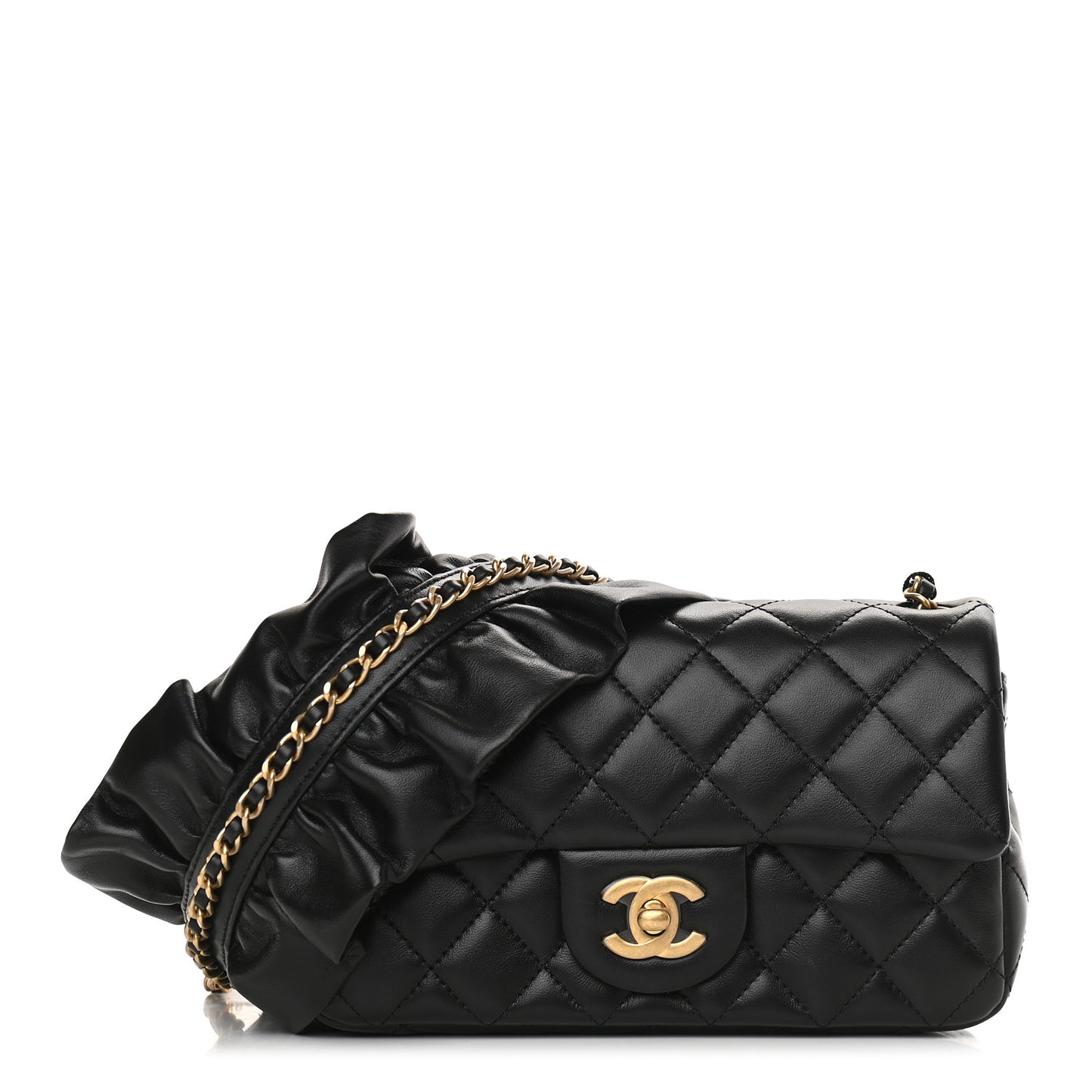 Lambskin Quilted Mini Romance Rectangular Flap Black