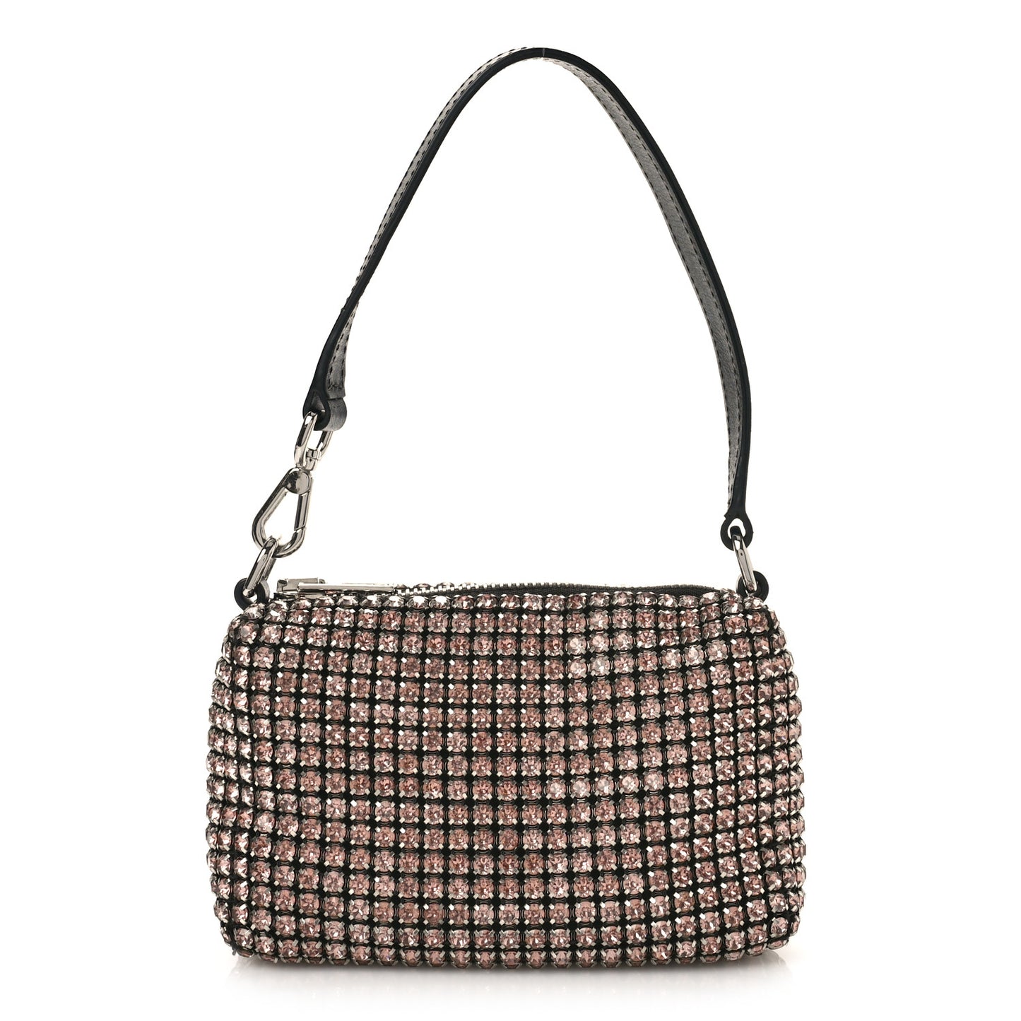 Mesh Crystal Rhinestone Mini Heiress Pouch Pink
