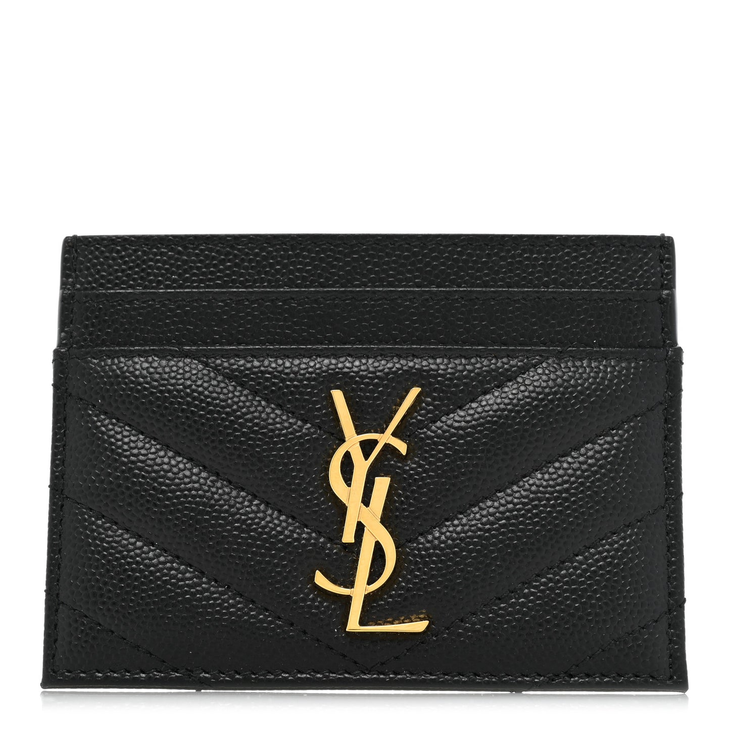 Grain De Poudre Matelasse Chevron Monogram Credit Card Case Black