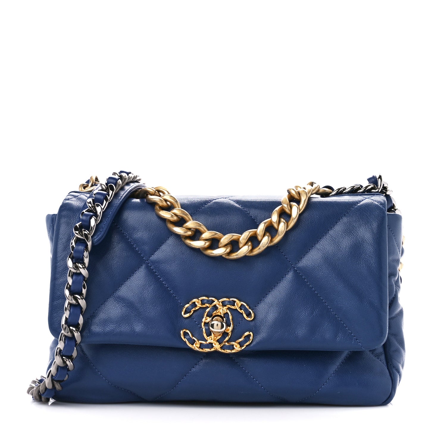 Lambskin Quilted Medium Chanel 19 Flap Blue
