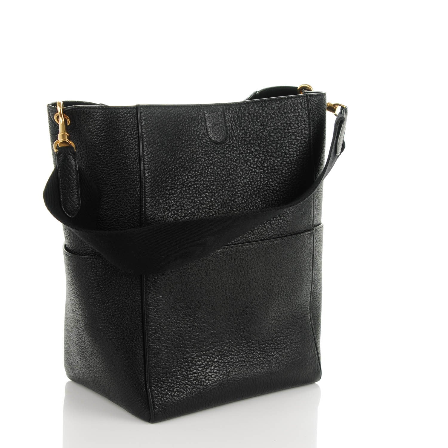 Celine Goatskin Sangle Bucket Bag Black 3 of 7