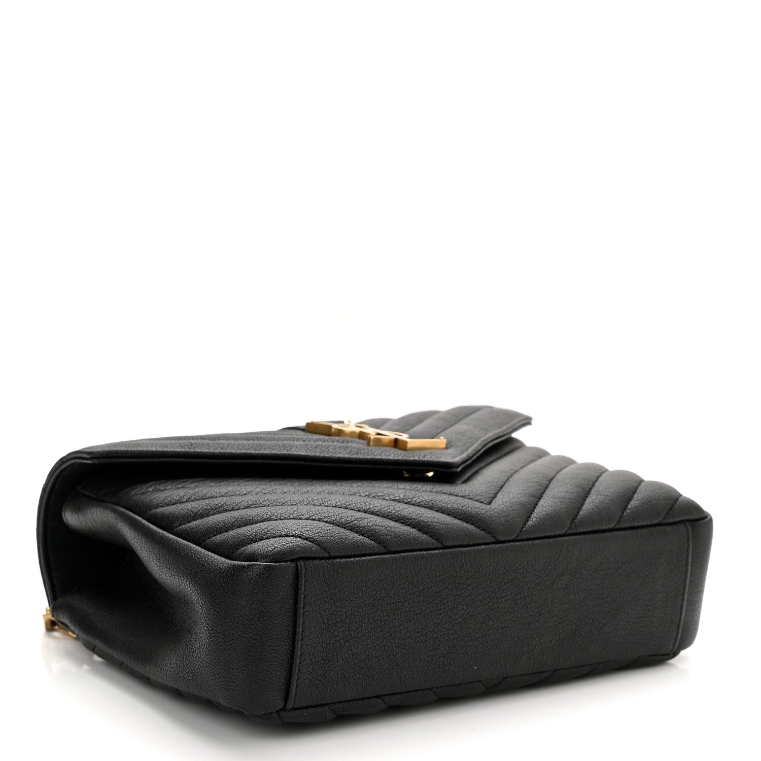 Saint Laurent Sheepskin Matelasse Chevron Monogram Medium College Bag Black 4 of 11