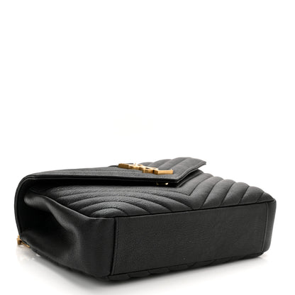 Saint Laurent Sheepskin Matelasse Chevron Monogram Medium College Bag Black 4 of 11