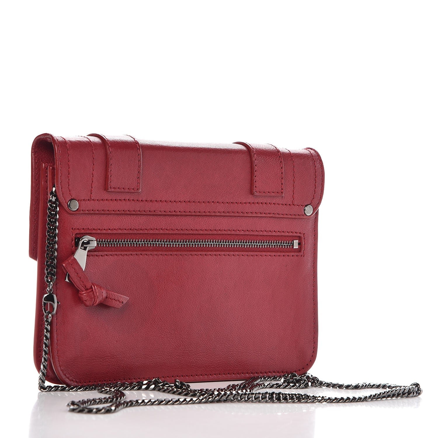 Proenza Schouler Lambskin PS1 Large Chain Wallet Red 3 of 8
