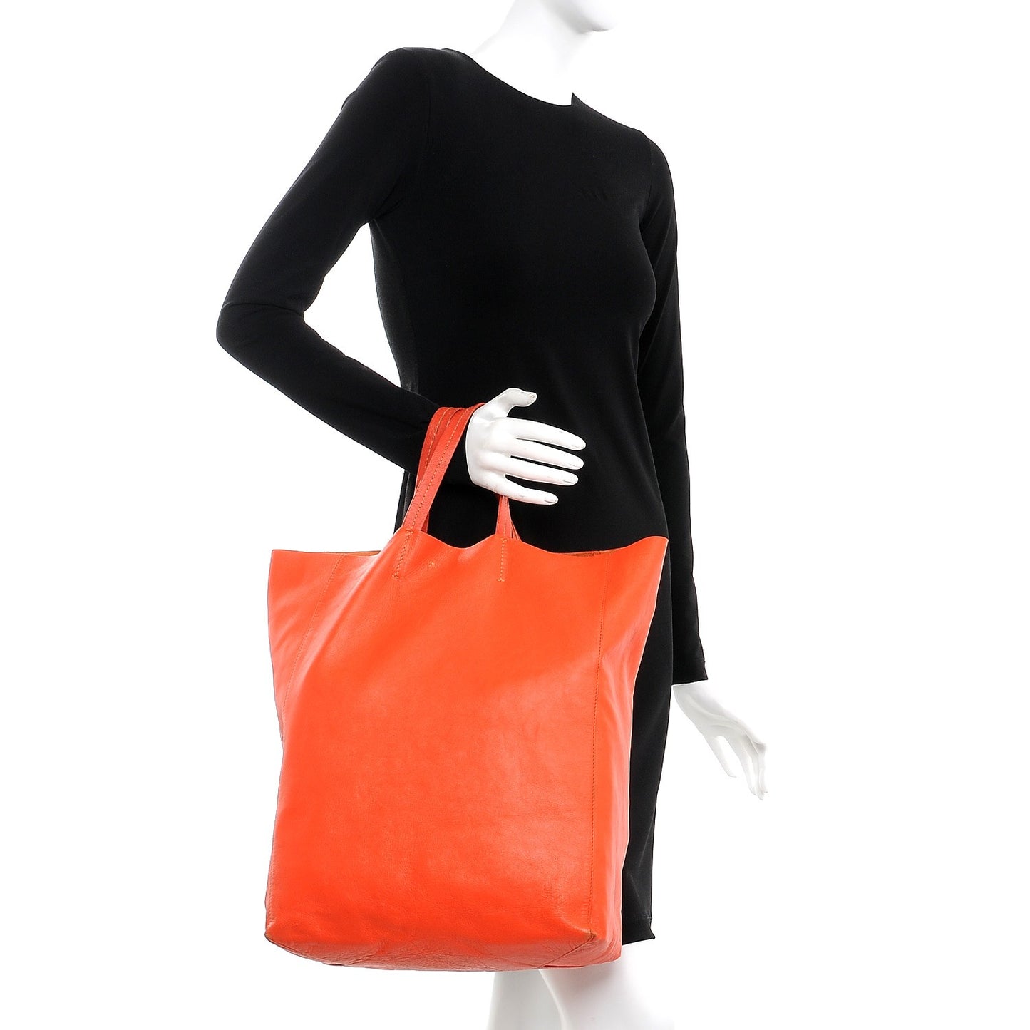 Smooth Lambskin Vertical Cabas Bag Orange