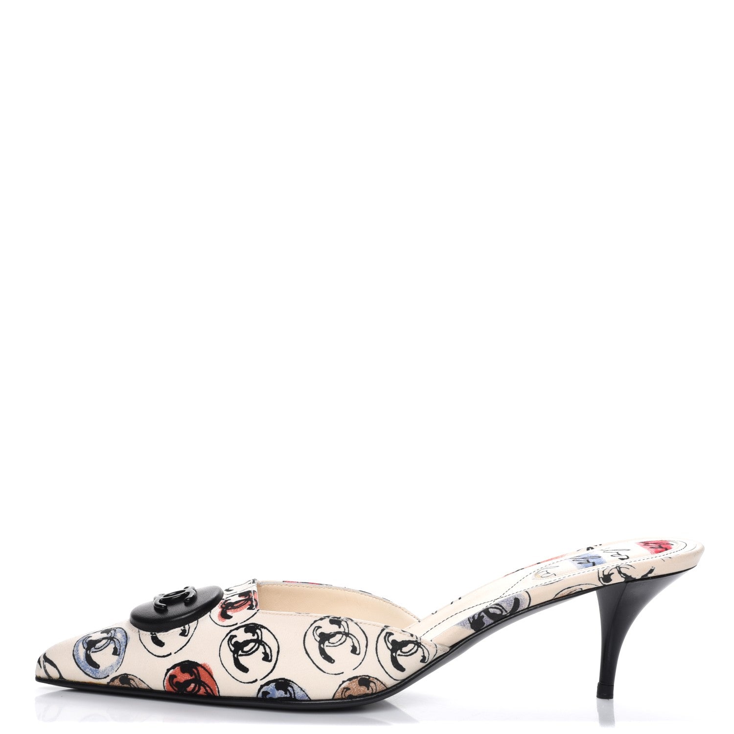 Chanel Toile Printed CC Mules 39.5 Off White 1 of 9