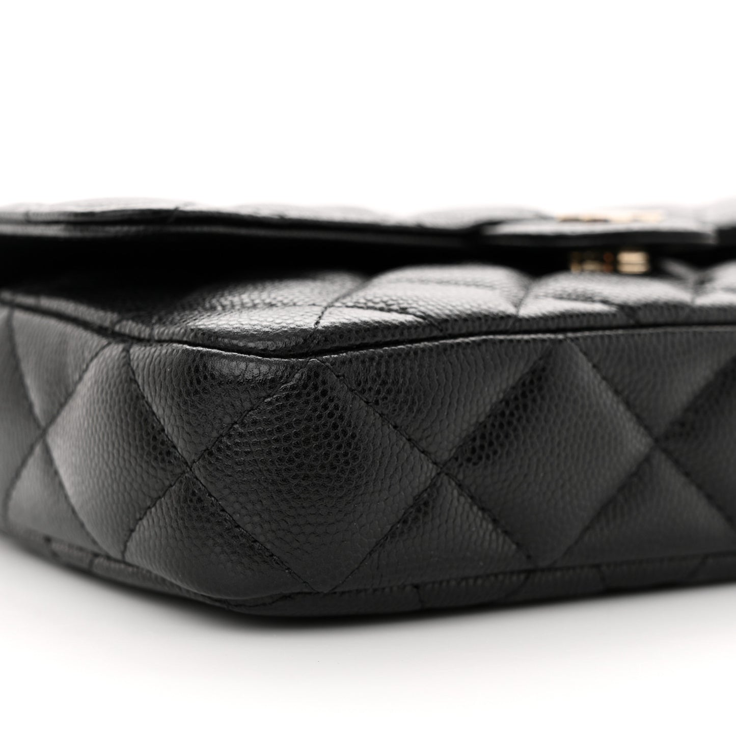 Caviar Quilted Flap Phone Holder With Chain Black