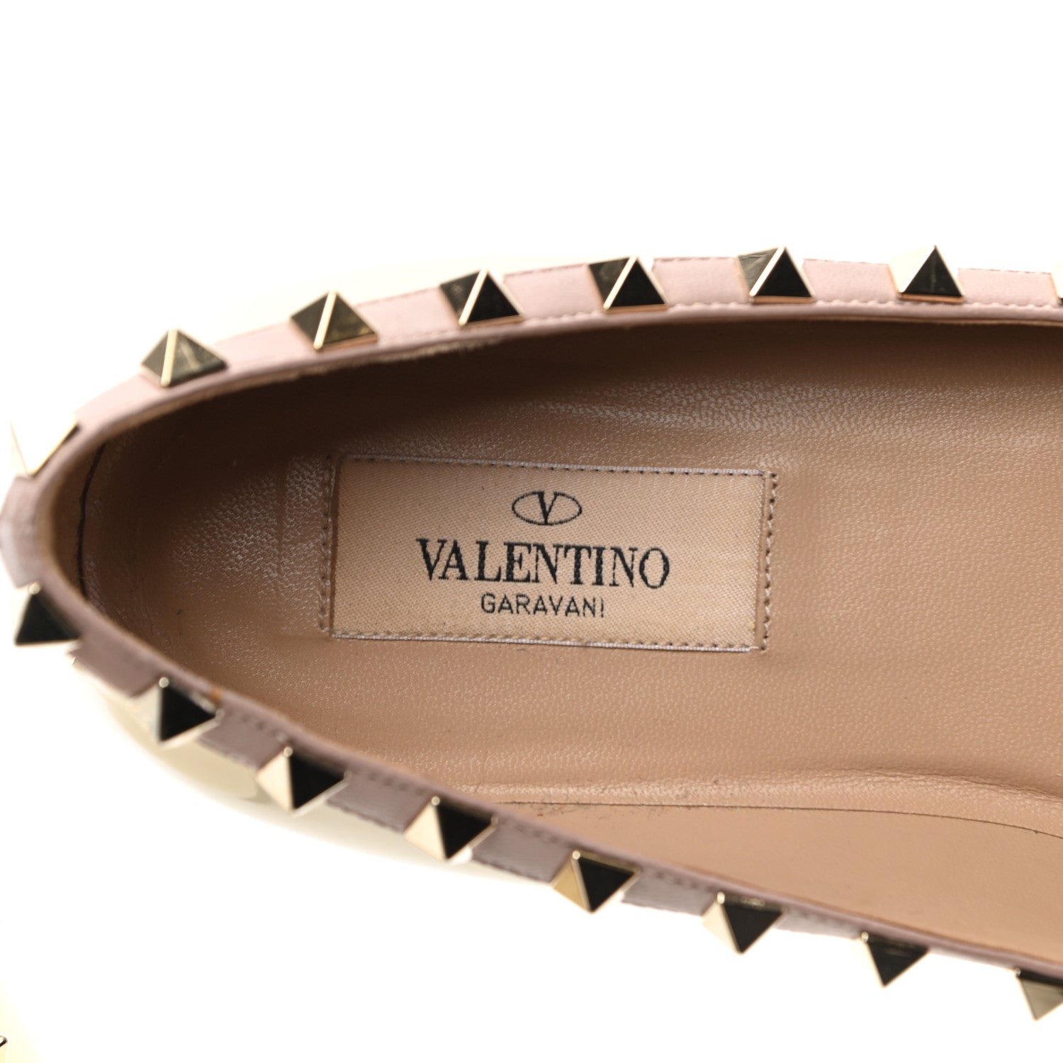 Valentino Garavani Patent Rockstud Ballerina Flats 37.5 Ivory Poudre 7 of 8