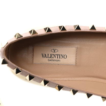 Valentino Garavani Patent Rockstud Ballerina Flats 37.5 Ivory Poudre 7 of 8