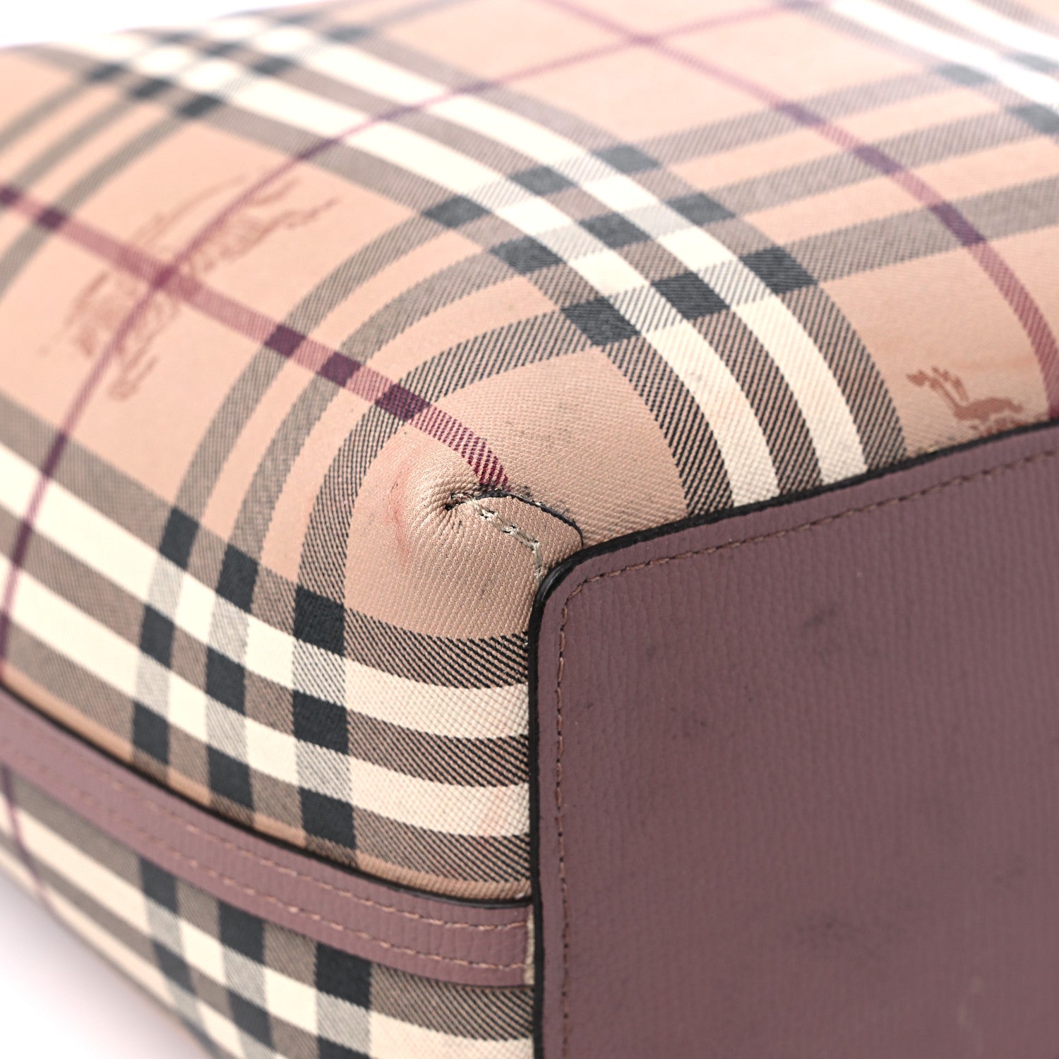 Burberry Grainy Calfskin Haymarket Check Medium Reversible Tote Dusty Pink 6 of 20