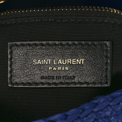 Saint Laurent Raffia Calfskin Monogram Medium Niki Chain Satchel Blue 6 of 10