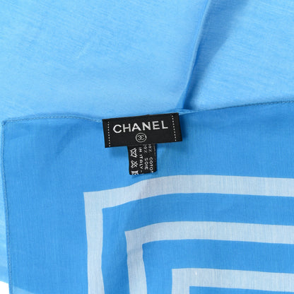Chanel Cotton Silk CC Scarf Blue 4 of 5
