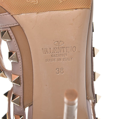 Valentino Garavani Calfskin Nappa Rockstud Ankle Strap 100mm Pumps 38 Alpaca Poudre 6 of 11