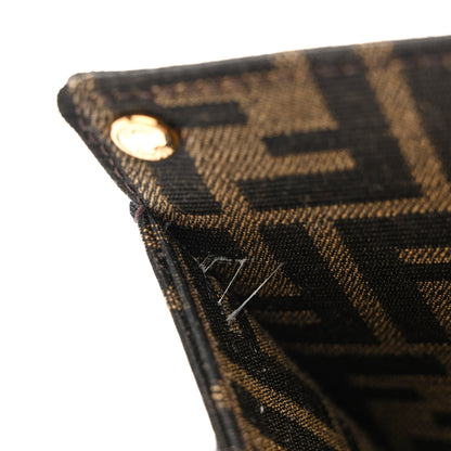 Fendi Denim Fabric Jacquard Cuoio FF 1974 Medium Peekaboo I SEE U Satchel Blue Tobacco Moro 11 of 11