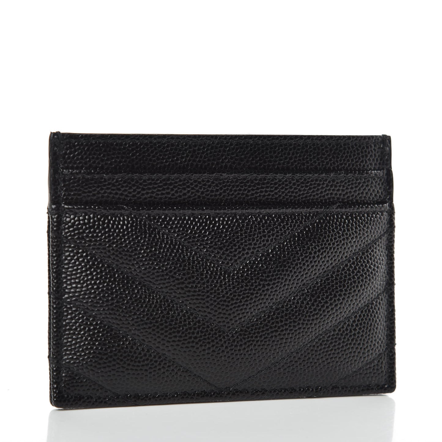 Grain De Poudre Matelasse Chevron Monogram Credit Card Case Black