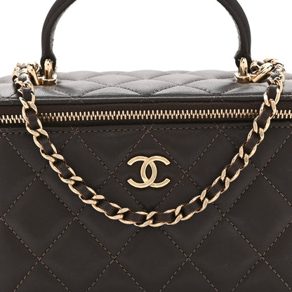 Chanel Lambskin Quilted Small Top Handle Vanity Case With Chain Dark Brown 9 of 11