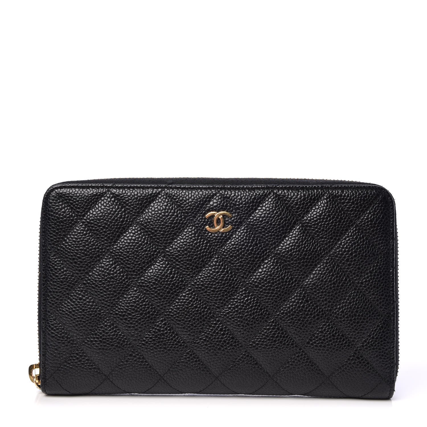 Chanel Caviar Quilted Large Zip Around Organizer Wallet Black 1 of 8