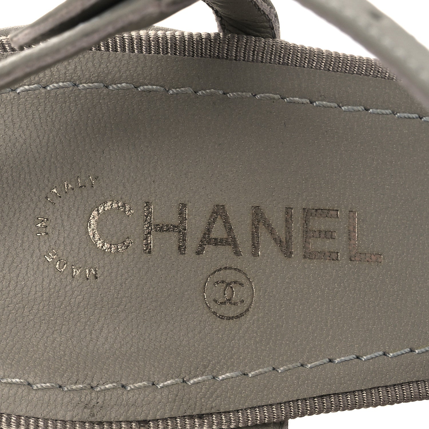 Chanel Lambskin Grosgrain Bow CC Sandals 36.5 Gris 9 of 15