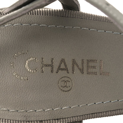 Chanel Lambskin Grosgrain Bow CC Sandals 36.5 Gris 9 of 15
