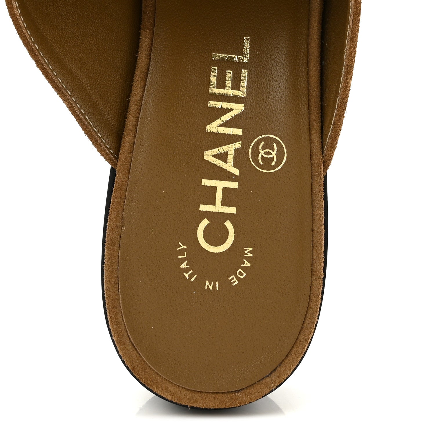 Chanel Suede Calfskin CC Turn Lock Mules 40 Dark Beige 7 of 9