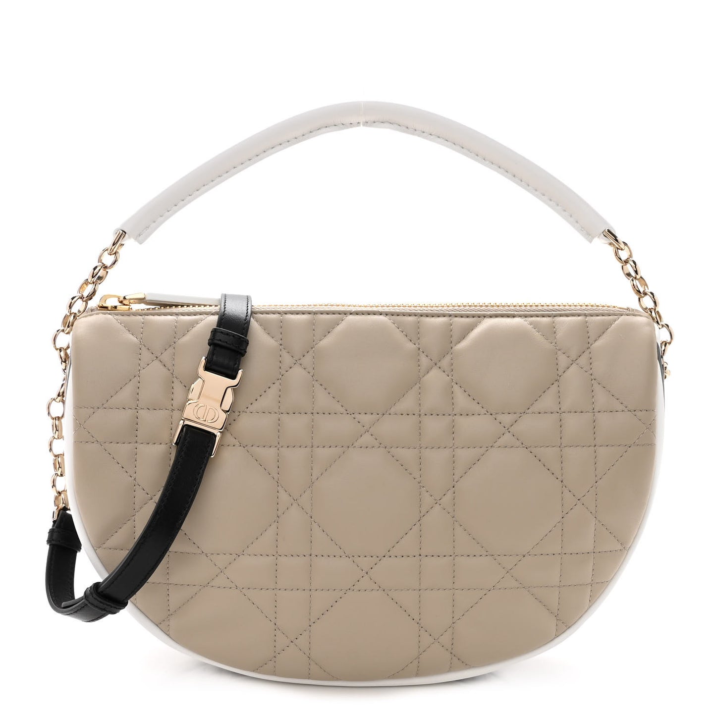 Lambskin Cannage Medium Dior Vibe Hobo Bag Beige