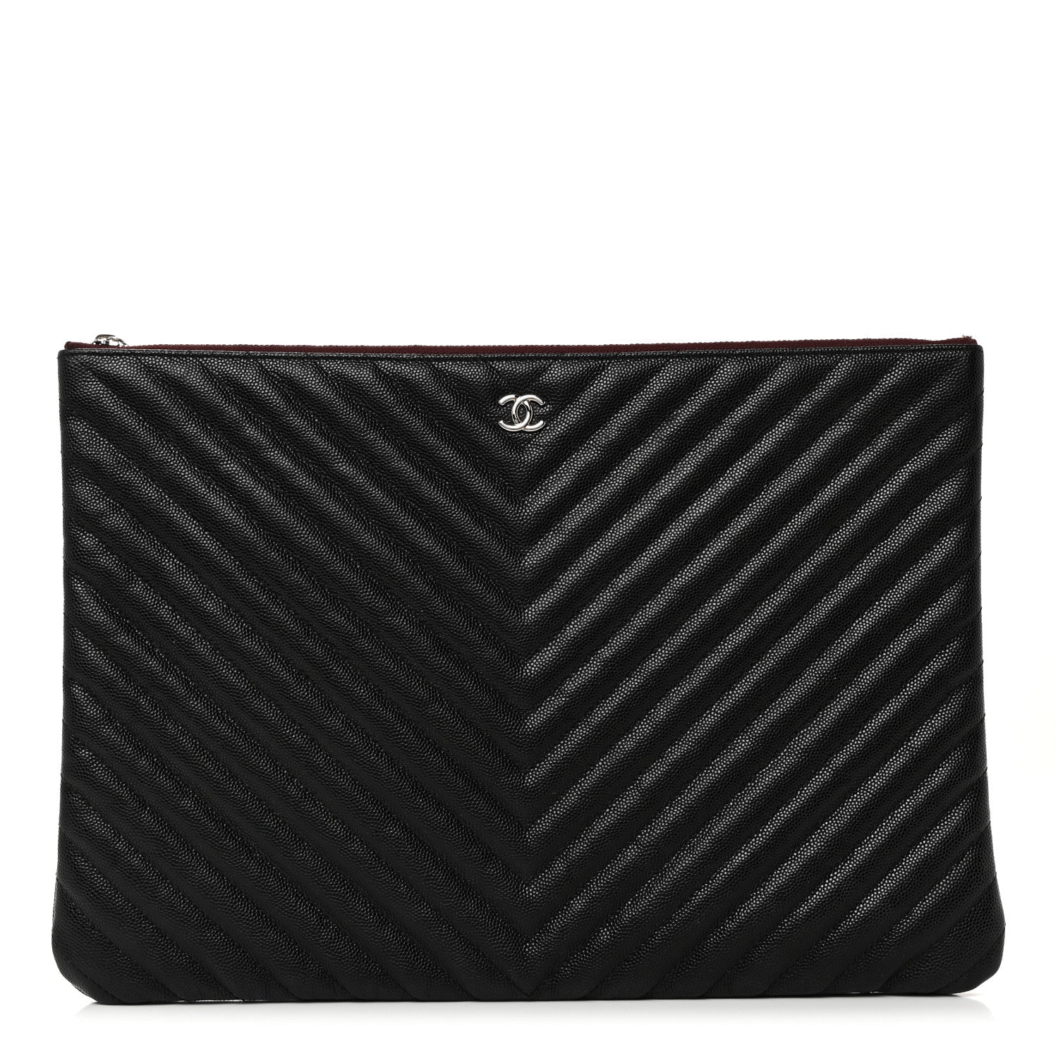 Chanel Caviar Chevron Quilted Large Cosmetic Case Black 1 of 7