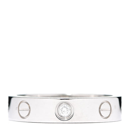 Cartier 18K White Gold Diamond 4mm LOVE Wedding Band Ring 49 4.75 1 of 4