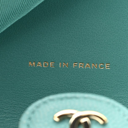Chanel Caviar Flat Chevron Quilted Compact Flap Wallet Blue 7 of 9