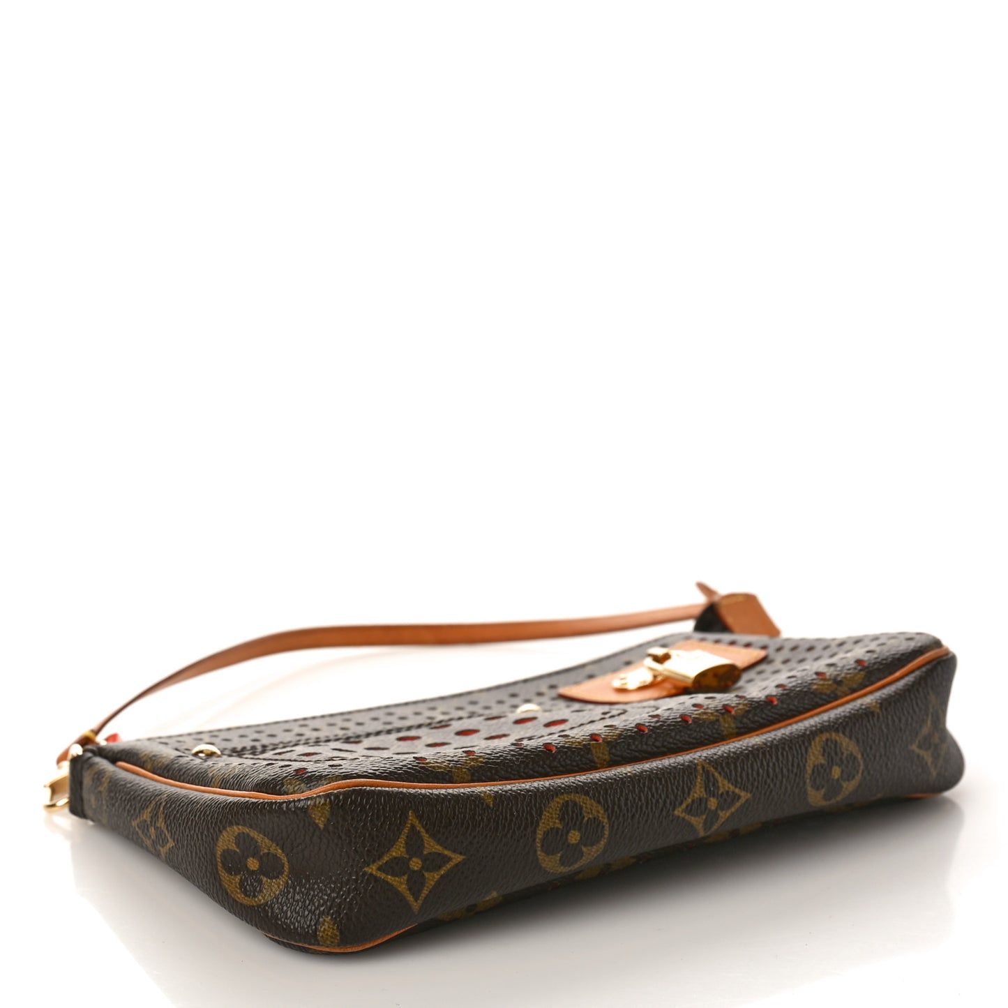 Monogram Perforated Pochette Accessories Bag Orange