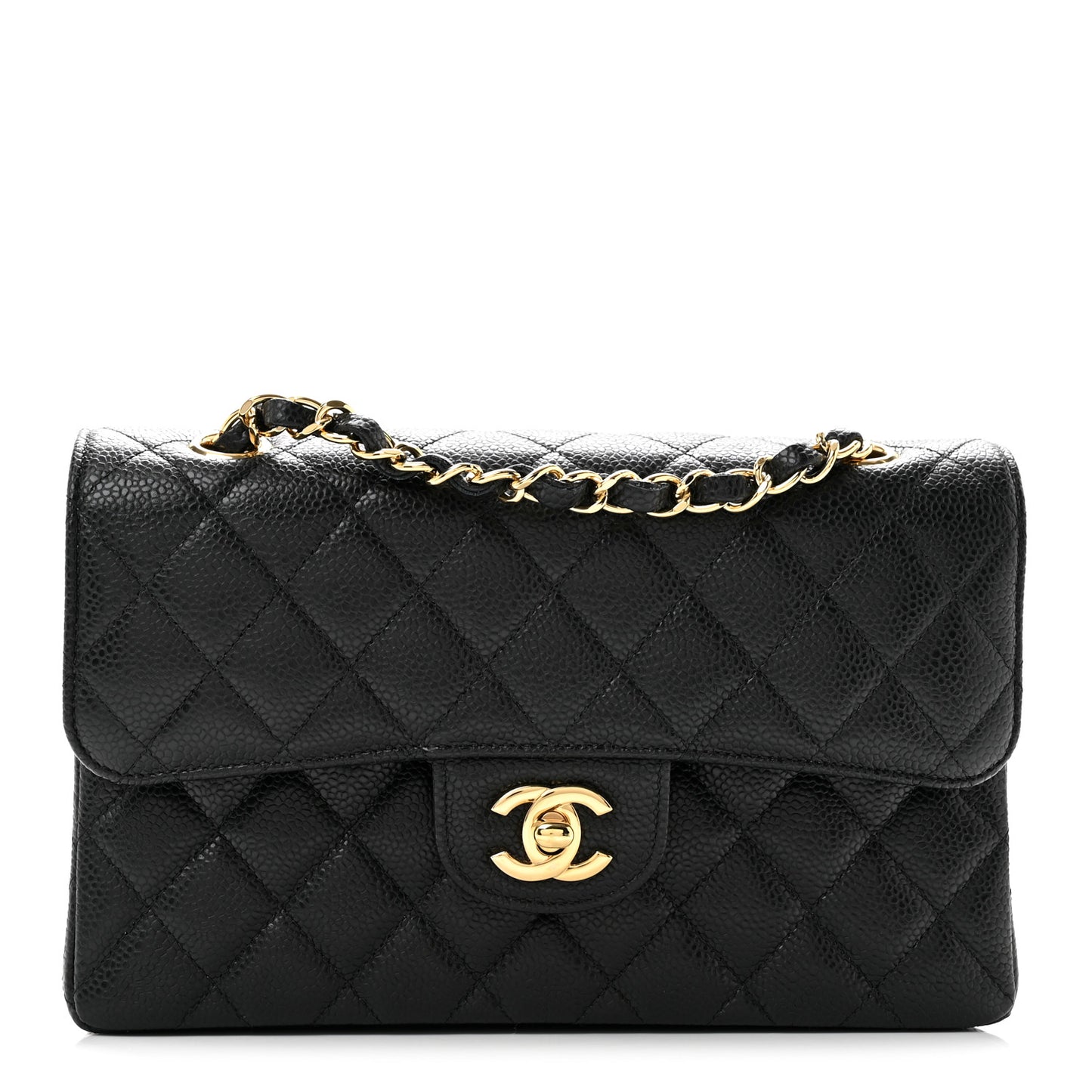 Caviar Quilted Small Double Flap Black