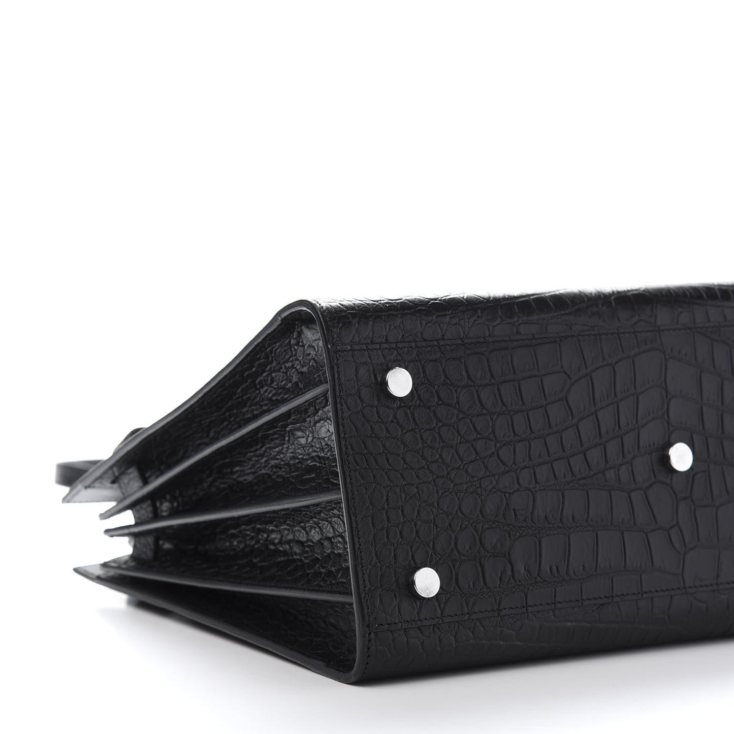 Calfskin Crocodile Embossed Small Sac de Jour Black