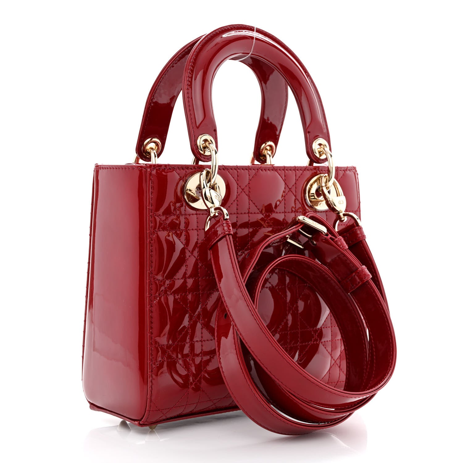 Christian Dior Patent Cannage Small Lady Dior Cherry Red 3 of 11
