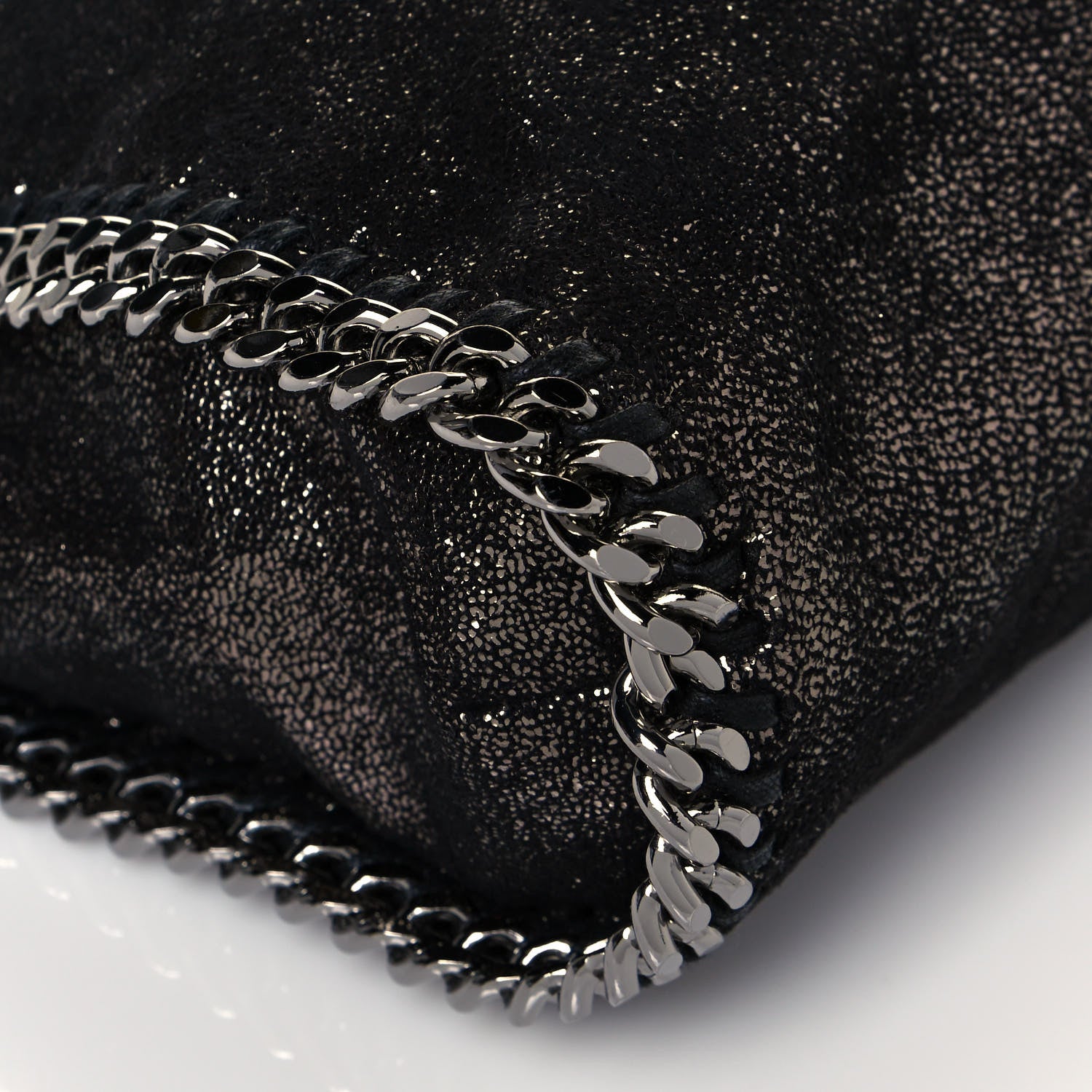 Stella McCartney Metallic Shaggy Deer Falabella Fold Over Tote Black 10 of 13
