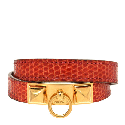Hermes Lizard Rivale Double Tour Bracelet M Sanguine 1 of 7