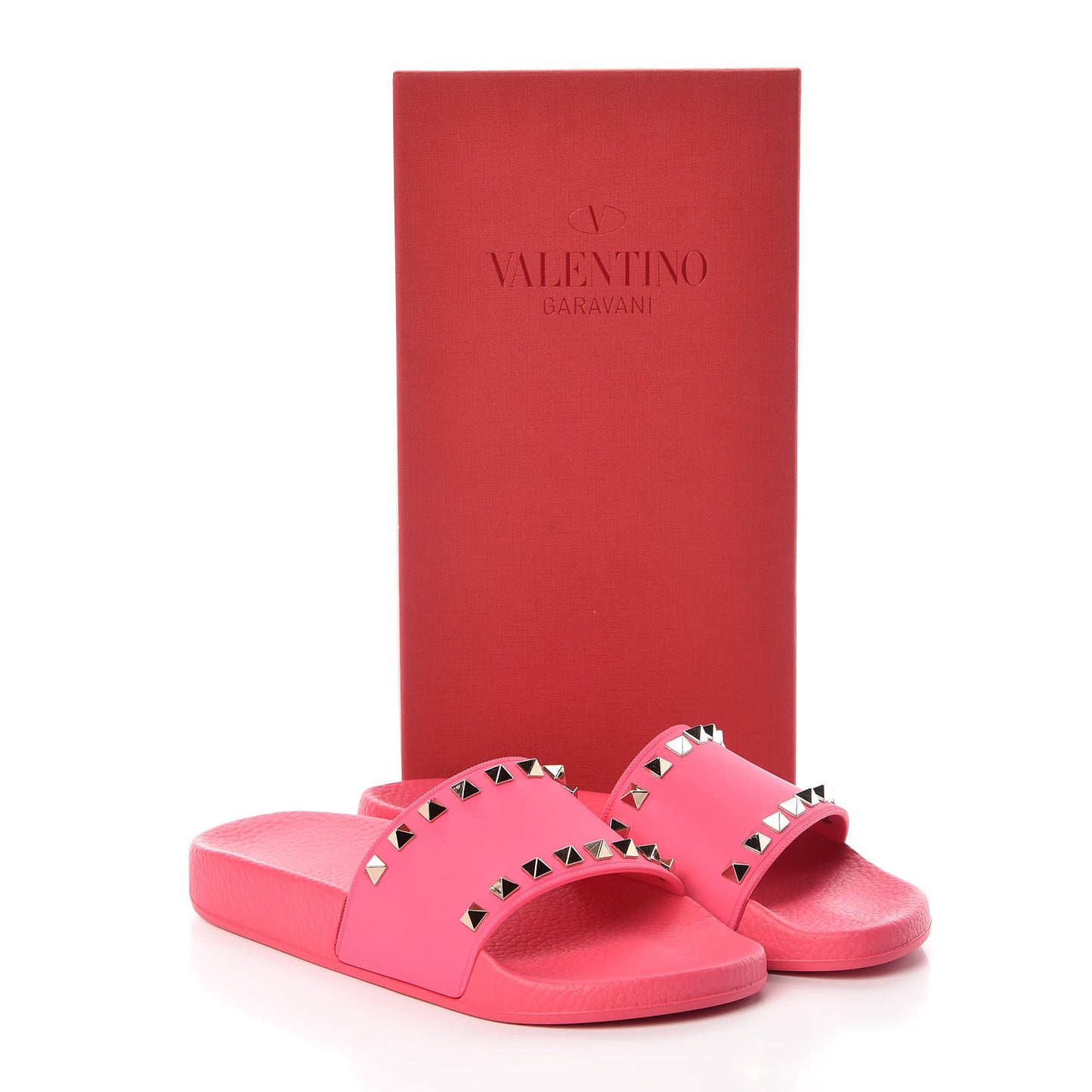 Rubber Rockstud Slide Sandals 36 Shadow Pink