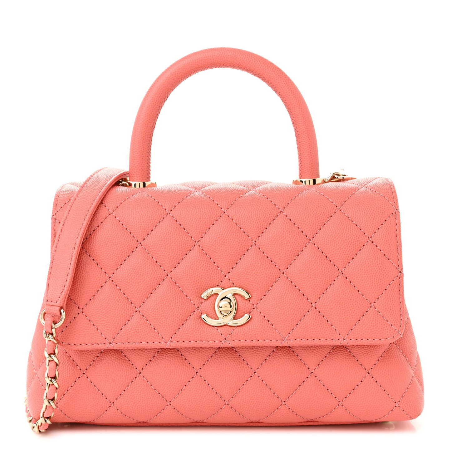Caviar Quilted Mini Coco Handle Flap Pink