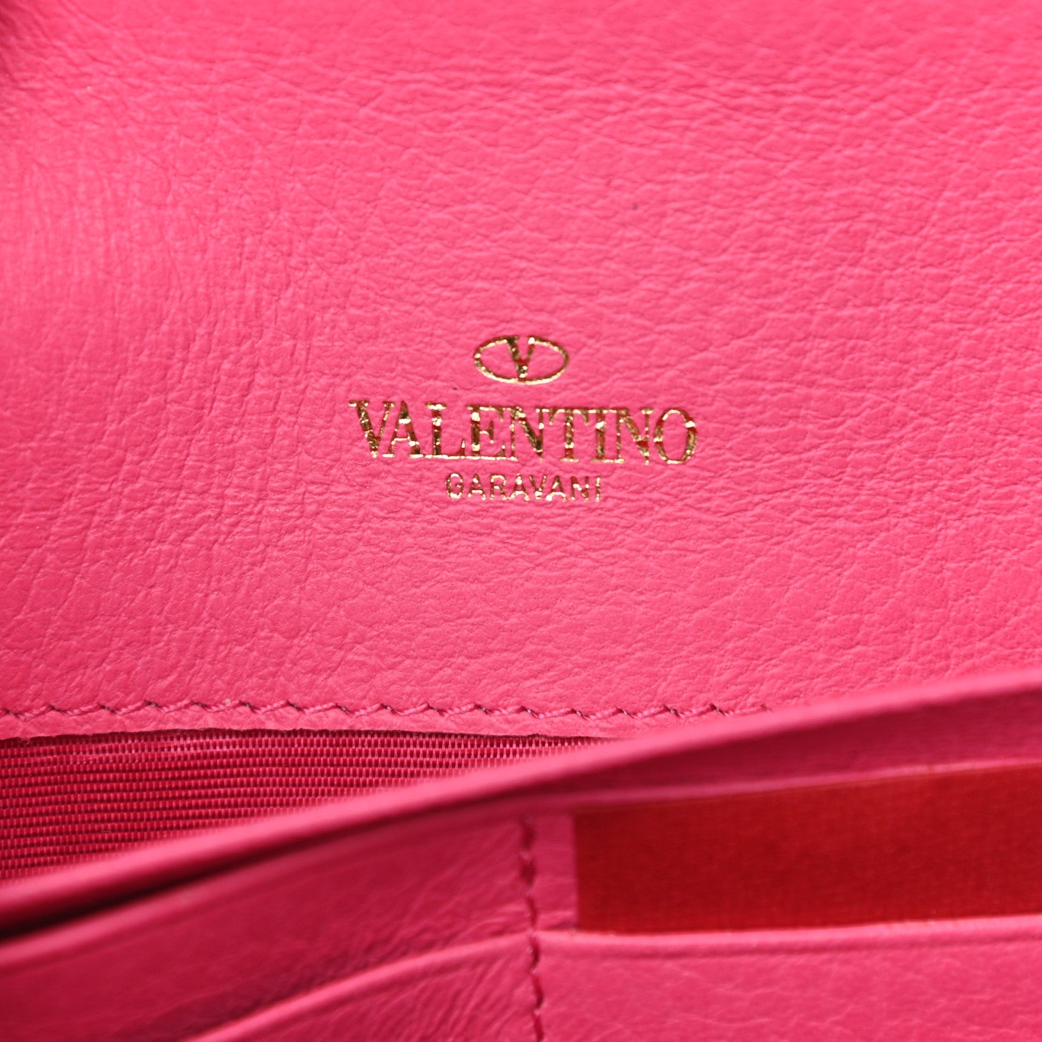 Valentino Garavani Metallic Pebbled Calfskin Rockstud Flap Wallet On Chain Peony 6 of 8