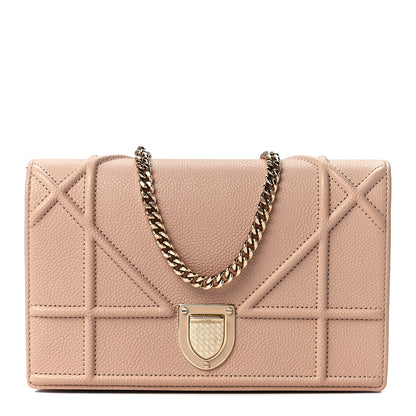 Christian Dior Grained Calfskin Diorama Wallet on Chain Pouch Nude 1 of 12